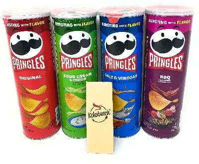 Picture of Pringles Chips Variety Pack - Original, Sour Cream & Onion, Salt & Vinegar, BBQ - 4 Pcs, Made in USA