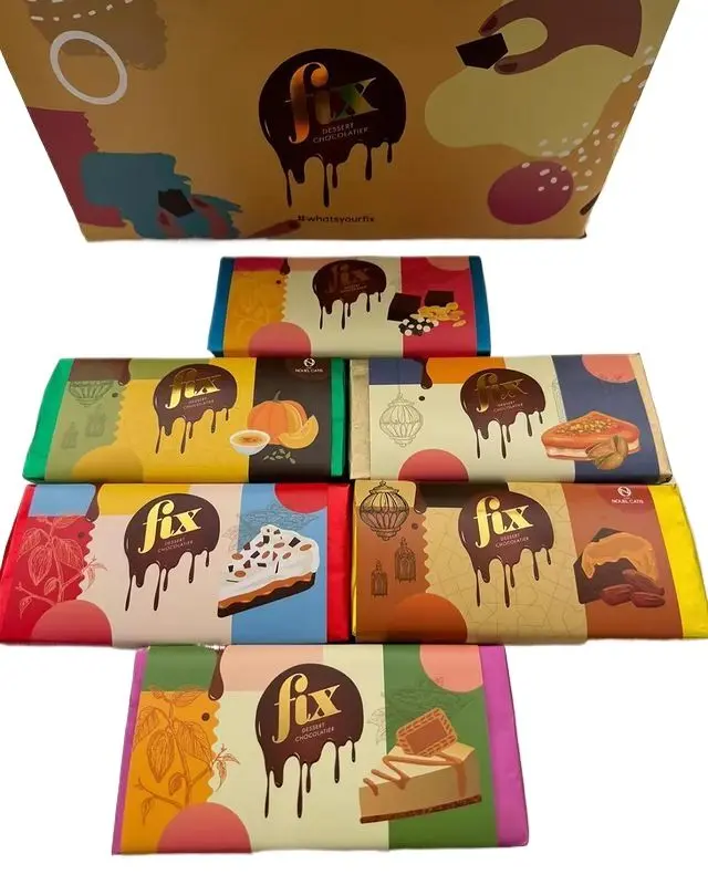 Picture of Fix Dessert Chocolatier Kunafa Cinnamon, Caramel & Peanut Luxury Dubai Chocolate Bar 200g 1Pack