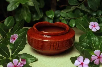 Picture of Round Clay Premium Decorative Ashtray Ash Holder for Smoking Office Smokers-Chocolate