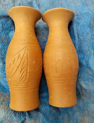 Picture of Matir Fuldani flower vase_Clay Flower Vase medium size_ plane -5 inch ( 1 pces)