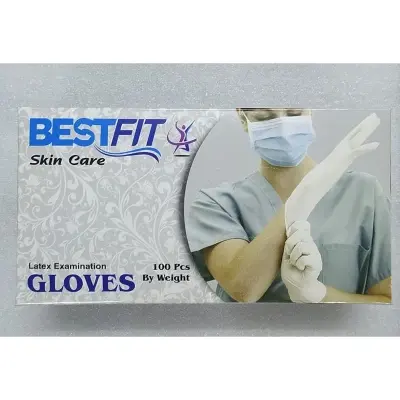 Picture of BestFit Surgical Gloves 100PCS – Portable Universal Medical Examination Hygiene Latex Gloves - Made in Malaysia(White)