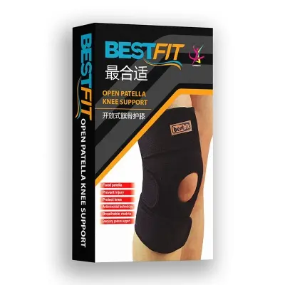 Picture of Knee Cap Support Belt Brace for Men & Women Pain Relief Open Patella Knee Support for Gym, Running & Injury Recovery – Adjustable Knee Support Belt(Black)