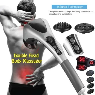 Picture of Electric Handheld Back Massager with Infrared Heat – Double Head Full Body Hammer Massage for Pain Relief(Silver)