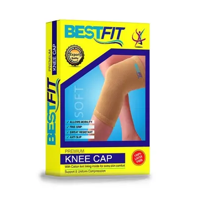 Picture of Bestfit Knee Cap (Pair) – Elastic Injury Support Brace for Men & Women, Relieves Knee Pain(Gold)