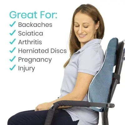 Picture of Full Lumbar Support Pillow – Ergonomic Memory Foam Back Cushion for Chair  | Large Wedge Backrest for Pain Relief(Dark Grey)