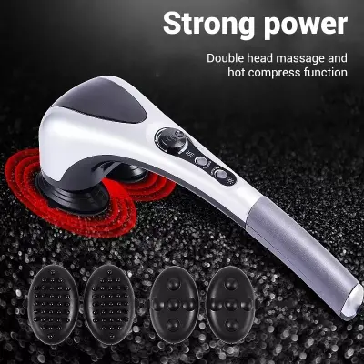 Picture of Electric Handheld Back Massager with Infrared Heat – Double Head Full Body Hammer Massage for Pain Relief(Silver)