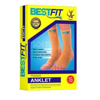 Picture of Bestfit Anklet Support (Pair) – Ankle Brace for Leg Injury & Pain Relief, Ideal for Football Players & Active Use(Gold)
