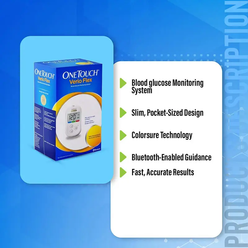 Picture of ONE TOUCH VIERO FLEX Blood Glucose Test Meter or Blood Glucose Monitor(White)