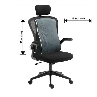 Picture of Full Lumbar Support Pillow – Ergonomic Memory Foam Back Cushion for Chair  | Large Wedge Backrest for Pain Relief(Dark Grey)