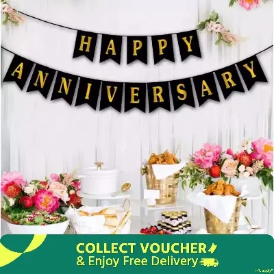 Picture of Happy anniversary banner/Anniversary card banner - Black