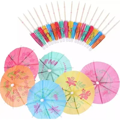Picture of Cake umbrella/mini decoration umbrella/Juice glass Umbrella for using CAKE/JUICE DECORATION umbrella-10pc - Multicolor