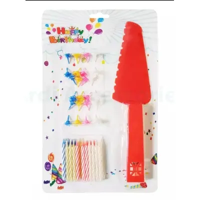 Picture of Birthday Candleand cutter set/Birthday Cake Decoration mini Candle and cake cutter Set/Happy birthday Candle with cake cutter - Multicolor