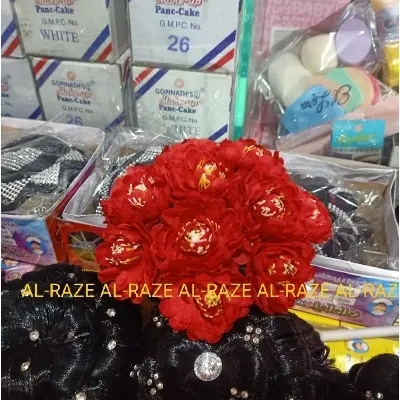 Picture of Red flower khopa for ladies and girls/Artificial flower khopa Red/Bride flower khopa White - Hair Band - Hair Clip - Hair Clip - Red,Int: One size
