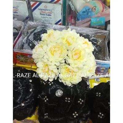 Picture of White flower khopa/Artificial flower khopa/white bridal flower khopa - White