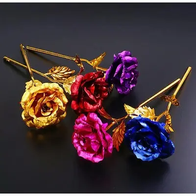 Picture of Elegant 24K Gold Plated Golden Rose Flower/24k rose /golden rose flower - Home Decoration Item - Rose Gold