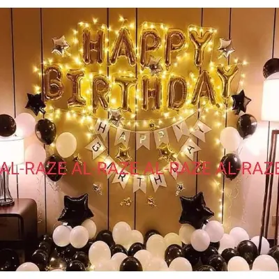 Picture of Happy birthday decoration package with lightning - Golden