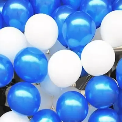 Picture of White And Blue Balloon-50 pcs/monty balloon 50pc/party balloon-50pc package - White