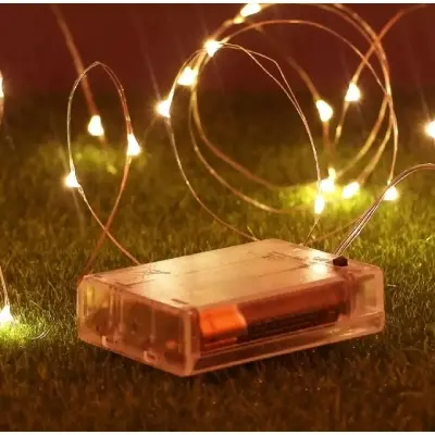 Picture of Battery Operated Decorative Party String Fairy Lights/Led Fairy Lights Copper Wire Garland String Light Holiday Festoon Lamp For Home Indoor Bedroom Wedding Tree Christmas Decoration - Table Lamp - Warm