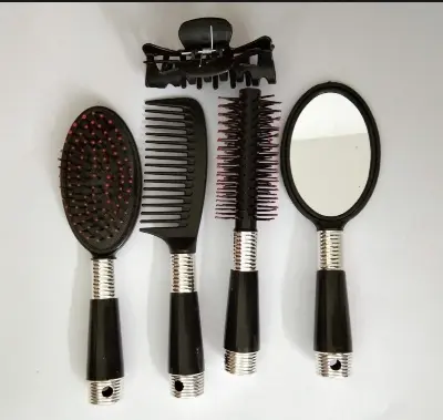 Picture of Hair comb set/Hair brush set/Hair Brush Hand Mirror Hair Band & Comb Set Of 5 pcs - Hair