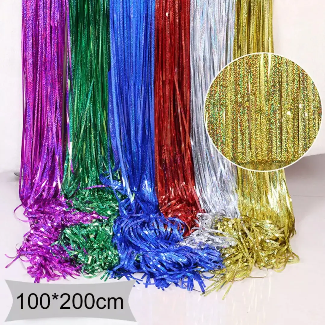 Picture of Glitter foil curtains/Glitter Fringes Metallic Curtain Birthday Party Wedding Backdrop Decor
