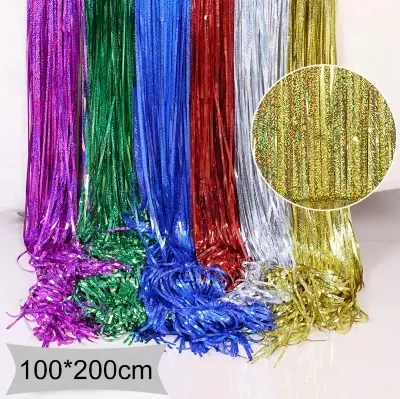 Picture of Glitter foil curtains/Glitter Fringes Metallic Curtain Birthday Party Wedding Backdrop Decor