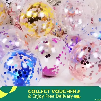 Picture of Confetti Latex Transparent Balloon/New Amazon Clear confetti balloons birthday wedding party balloons decoration latex ,[ 5 pcs ] confetti balloon - White