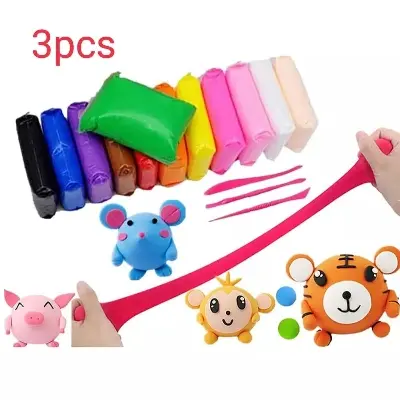 Picture of Foam clay for kids-3pcs/Super Light Clay with 3 Tools Air Drying Light Polymer Plasticine Modelling Handmade Educational Toy - Multicolor