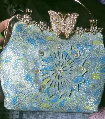 Picture of Luxury butterfly party bag for women/Glitter butterfly vanity bag