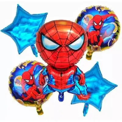 Picture of Spiderman foil balloon set/character set balloon/Spiderman Character Foil Balloon Set Party Decorations 5 in 1 Avengers Super Heroe - Red