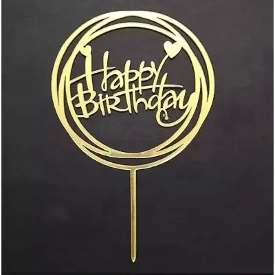 Picture of Happy Birthday Cake Topper - Gold