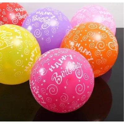 Picture of Happy birthday balloons 10 piece ( 12 inch )/Happy Birthday print balloon - Multicolor