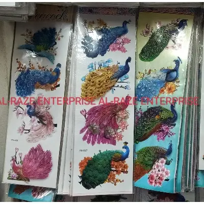 Picture of Peacock sticker 4pc/3D-peacock sticker-4pc - Multicolor