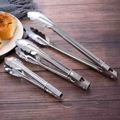Picture of Stainless Steel BBQ Buffet Bread, Ice, Cooking Food Clip / Tongs Clamp/sweet tongs clip(3pcs Set) - Silver