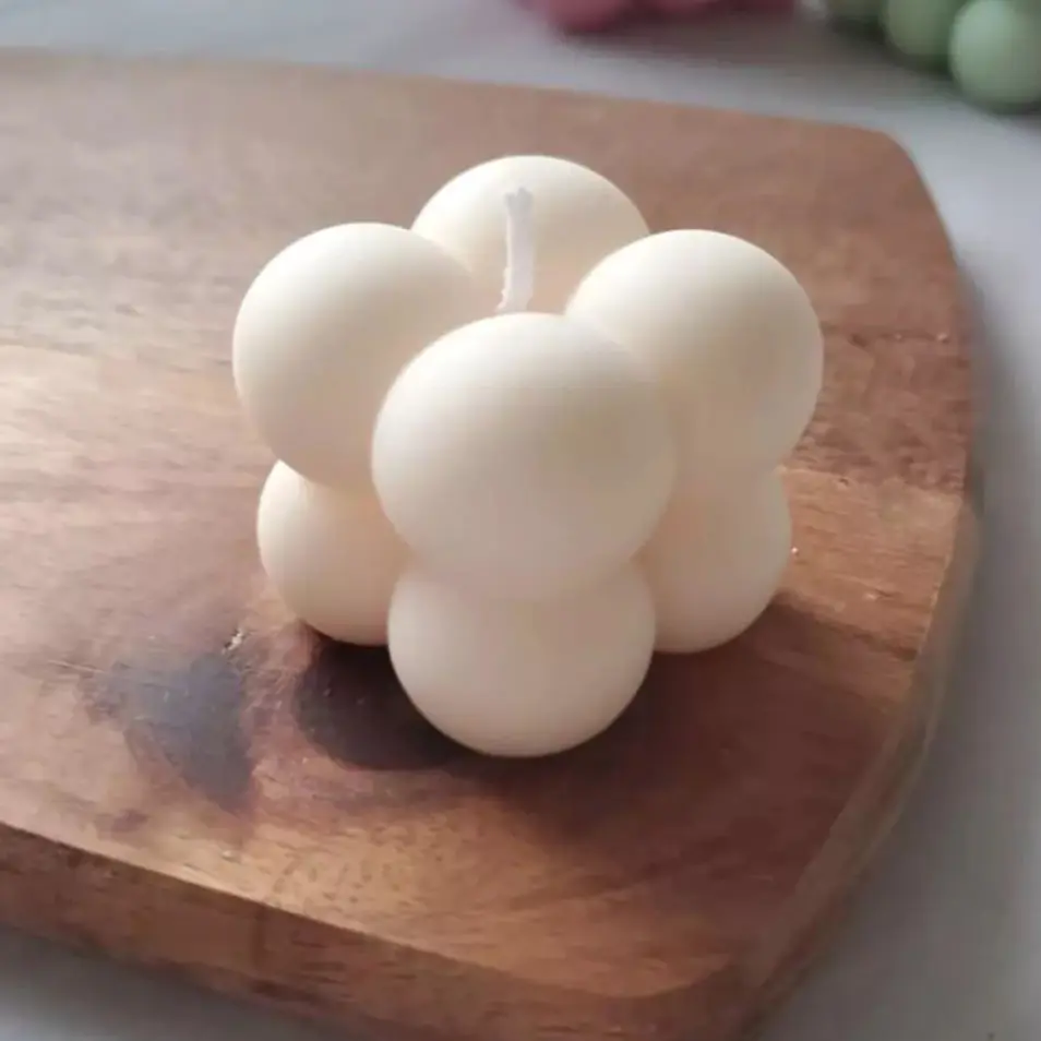 Picture of Mini bubble candle-2pc/Small Candle Mini Cube Bubble Shaped Wax Candles Aromatherapy for Home Bedroom Wedding-2pcs - Multicolor