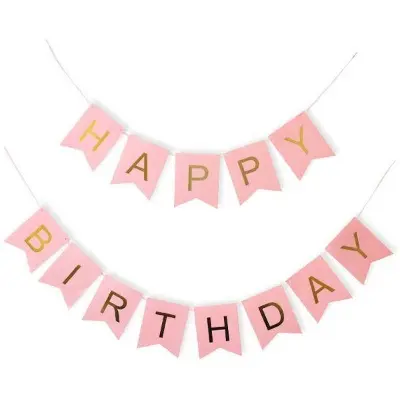 Picture of Happy Birthday Banner 13 Piece Card - Pink - Pink