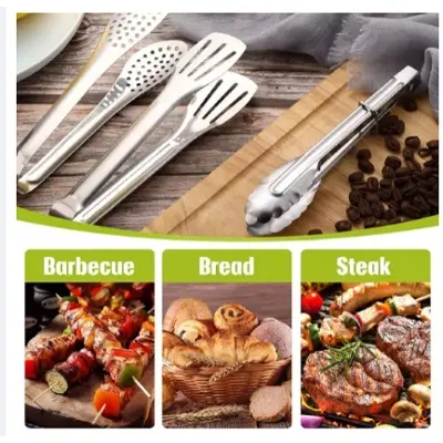 Picture of Chinese High Quality Stainless Steel Chimta for Dinning ware Chimta for Cooking Tweezers 1 PC - Silver