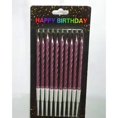 Picture of Birthday metalic candle 10pc - Multicolor