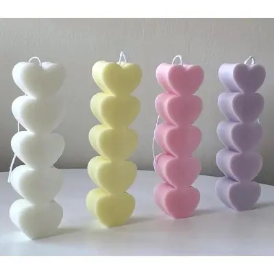 Picture of Love Heart Pillar Candle for Home Decoration-2pc - Multicolor