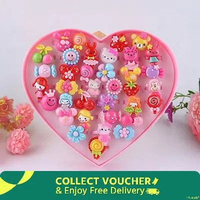Picture of Kids ring-36pc/Kids Finger Ring Adjustable/Cute Cartoon Rings Toys for Baby Girls toy - Multicolor