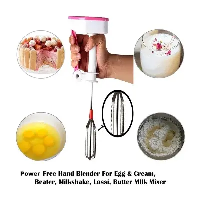 Picture of Power-Free Hand Blender and Beater with Speed Operation/Plastic Hand Blander/Power Free Blander.
