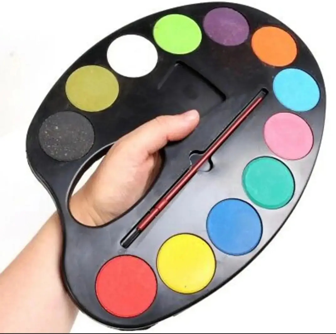 Picture of Artist Palette Water Colour Set of 12 Color +1Paint Brush set big size - Black