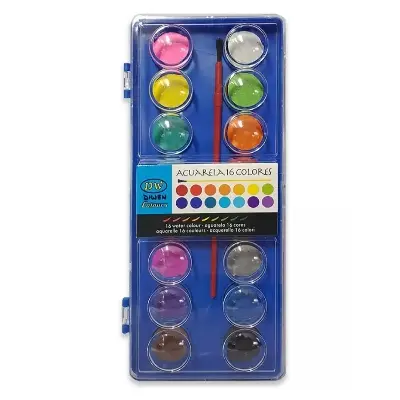Picture of Water colour set-16 Colour/kids water colour-16 colours with paint brush - Multicolor