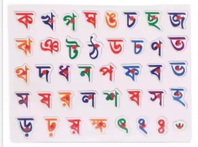 Picture of Bangla ক খ Wooden Alphabet Puzzle Board For 1-3 Years Old Girls and Boys For Learning Letter Kid Early educational toys baby hand grasp wooden puzzle toy alphabet and digit learning education child wood jigsaw toy - Baby Toys - Multicolor