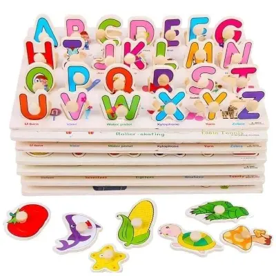 Picture of Kids Early Educational Toys/Baby Wooden Puzzle Toy/Alphabet And Digit Number letter Learning/Education Child Wood Jigsaw Toy(One pcs) - Baby Toys