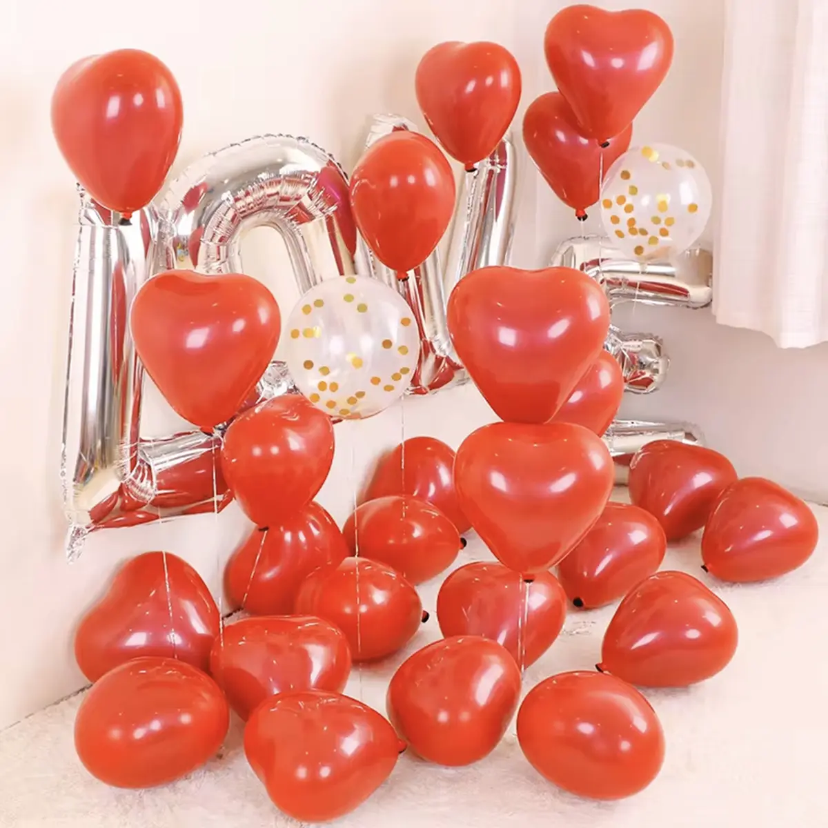 Picture of Heart Shape Love Balloon - 10Pieces - Red