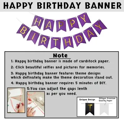Picture of Purple Color Birthday Decoration Combo Pack With Birthday Banners, Silver Foil Curtains, Metallic Balloons, Blue Confetti and Balloon Garland Arch Decorations Kit Full Package- (Pack of 48 Pcs) - Purple