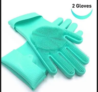 Picture of Silicone Dish Washing Kitchen Hand Gloves- Multicolor - Hand Gloves - Hand Gloves - Hand Gloves