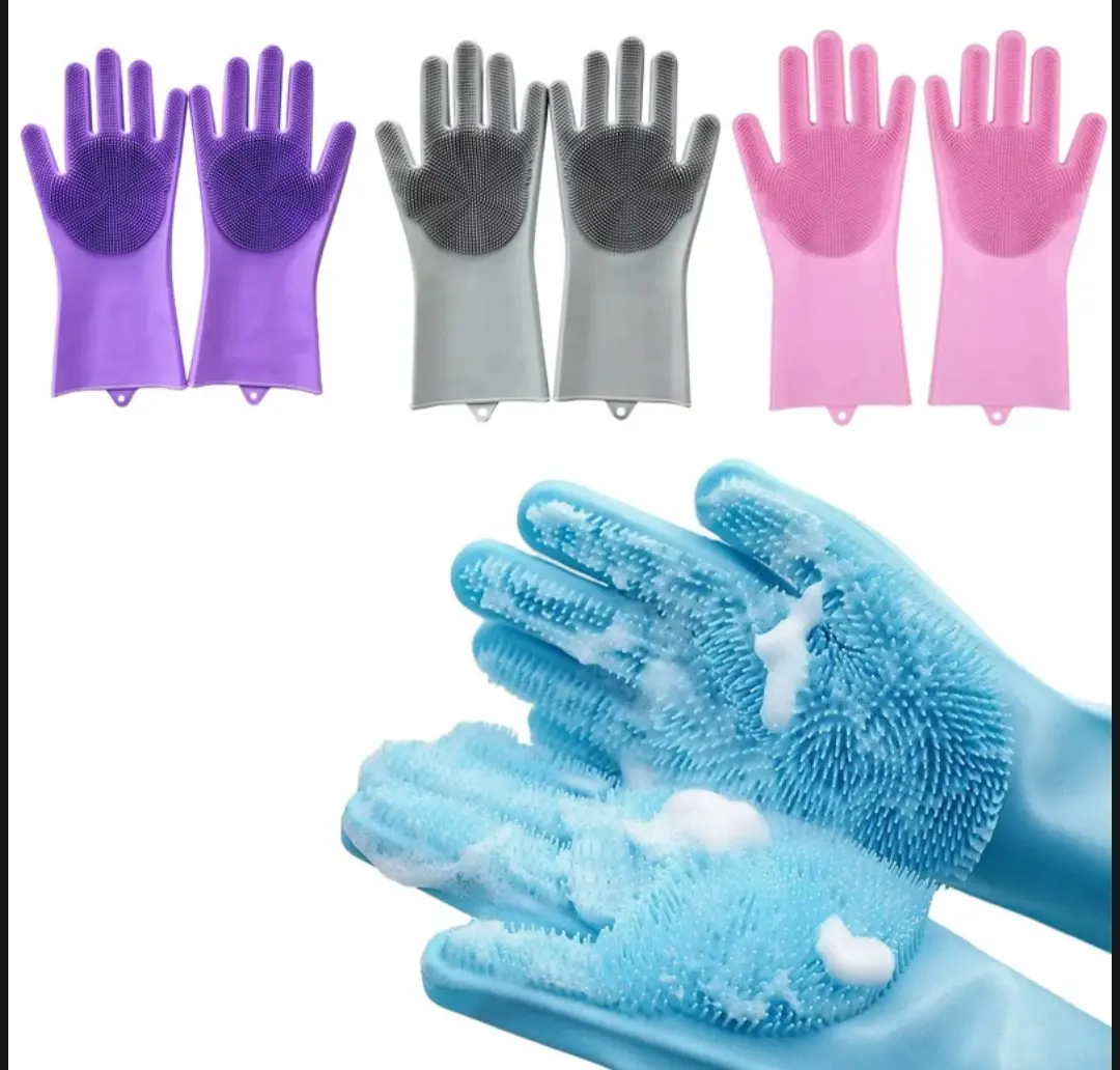 Picture of Silicone Dish Washing Kitchen Hand Gloves- Multicolor - Hand Gloves - Hand Gloves - Hand Gloves