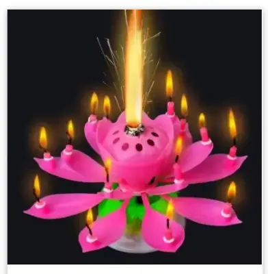 Picture of Romantic Happy Birthday Music Play Lotus Candle, Magic Musical Candle Flower Special For Birthday-Multicolor - Pink
