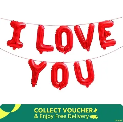 Picture of I Love You Letter Helium Gas Foil Balloon Wedding Anniversary Party Valentine's Day Decoration Happy Birthday Decoration - Red